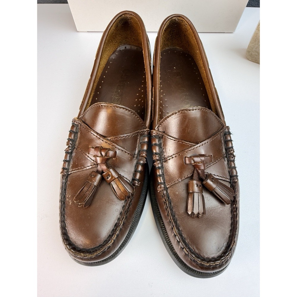 Vintage Sebago Tassel Loafers Leather Dress Shoes Mens Sz 8 S Brown Made in USA